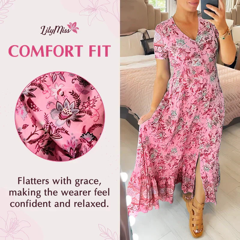Tate | Kleid mit Blumenmuster und V-Ausschnitt
