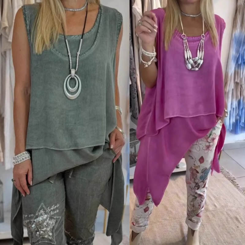 Heath | Zweiteiliges Set für Damen: ärmelloses Oberteil und bedruckte Hose