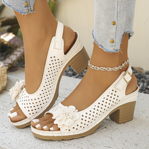 Dallas | Tagesangebot  Damen-Blumenblockabsatz-Sandalen