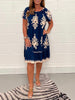 August | Baumwollkleid mit Rundhalsausschnitt im Vintage-Stil