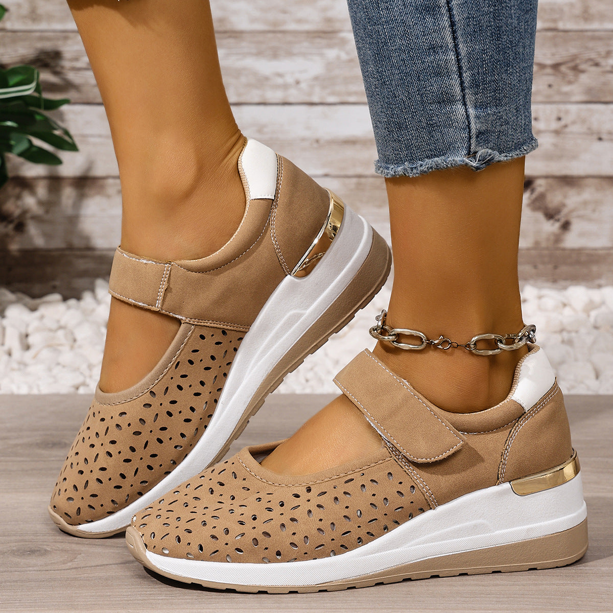 Constance | Damen atmungsaktive, leichte, verstellbare, orthopädische Plateausneaker