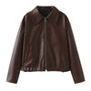 SCARLET | Stilvolle Bordeauxrote Vintage-Lederjacke mit Reißverschluss