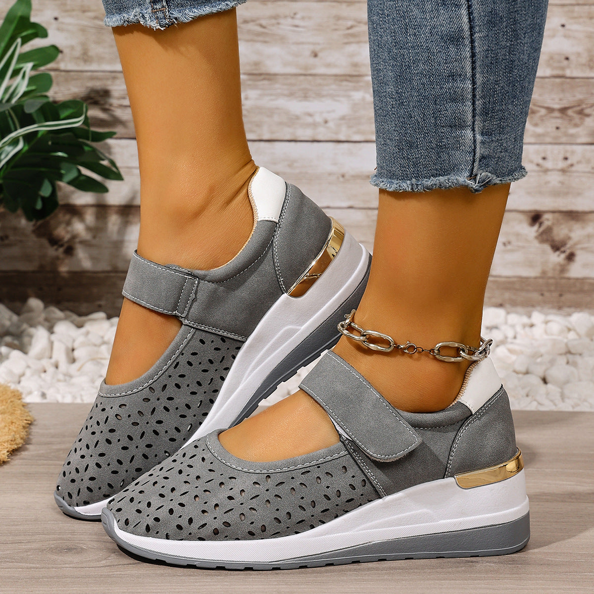 Constance | Damen atmungsaktive, leichte, verstellbare, orthopädische Plateausneaker