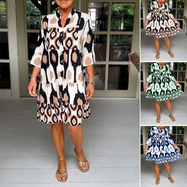 Kinza | Kurzarmkleid mit Print