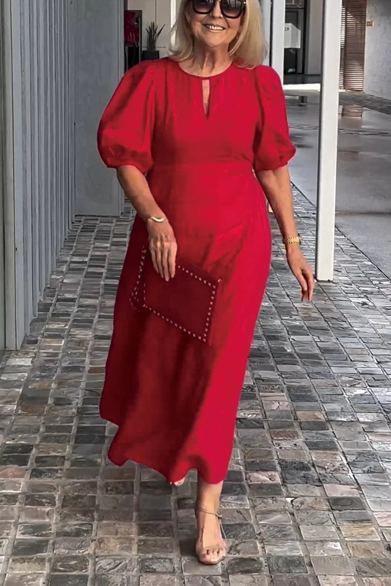 Zola | Einfarbiges Baumwoll-Leinenkleid