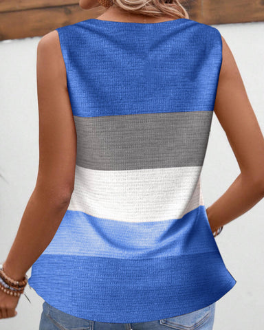 Cedra | Gestreiftes Tanktop mit Knöpfen