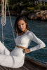 Leonie | Asymmetrisches langärmeliges Crop-Top