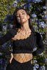 Leonie | Asymmetrisches langärmeliges Crop-Top