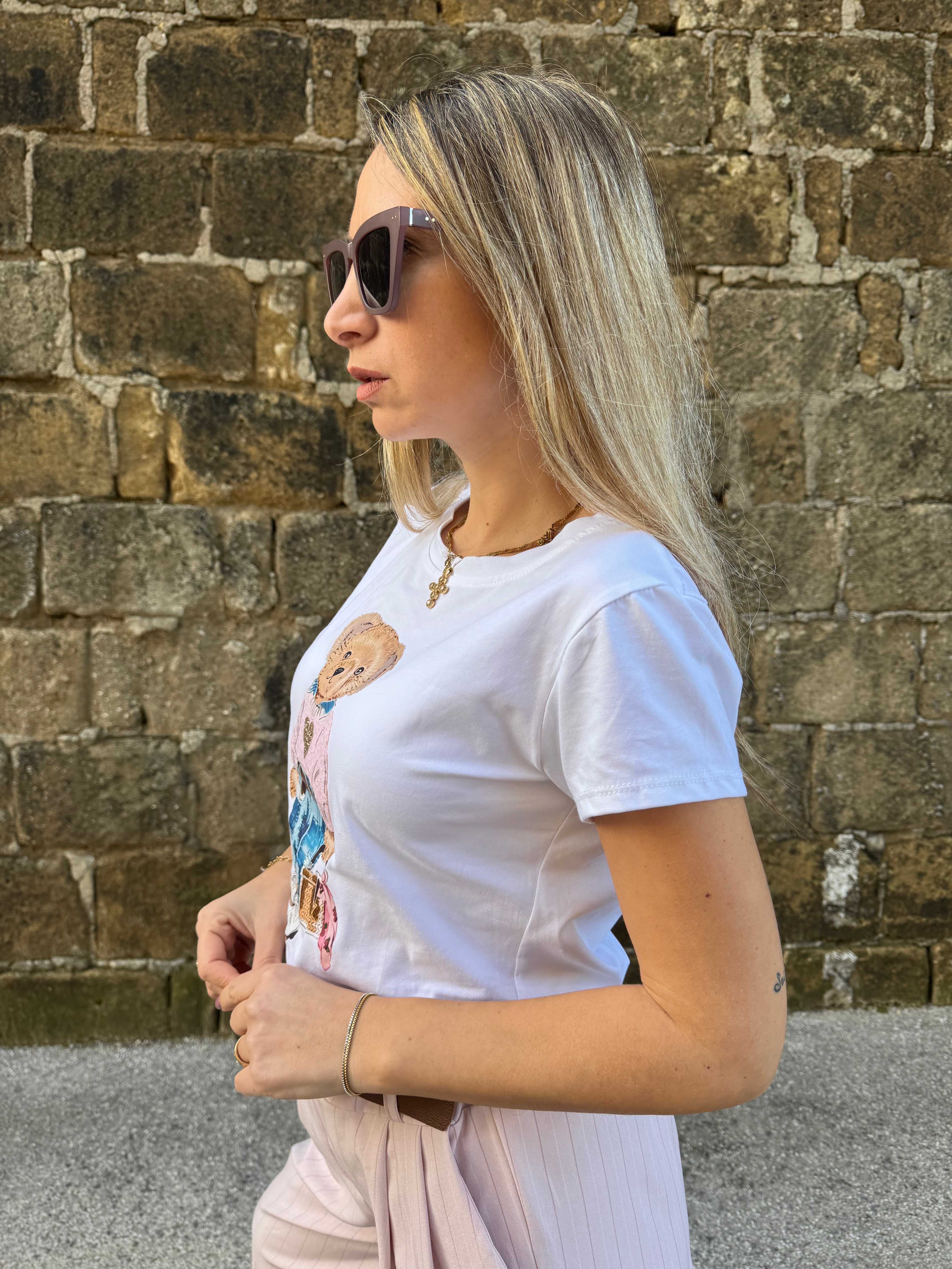 Baumwoll | T-Shirt mit geprägten