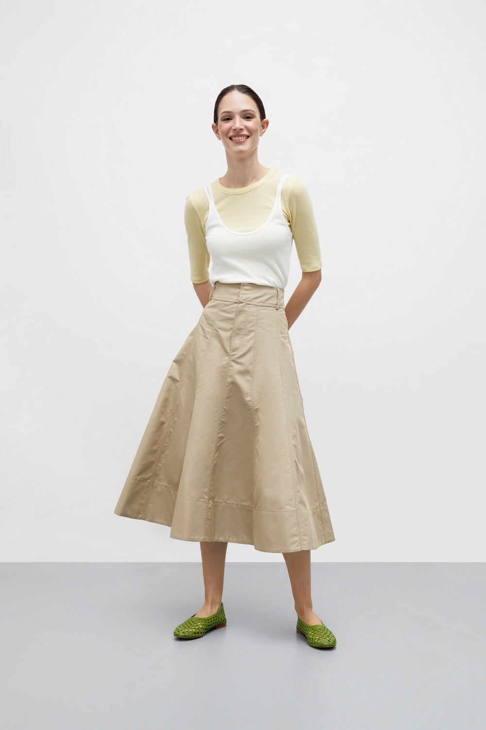 Santiago | Ava Ballettschuhe in Grün aus gewebtem Leder