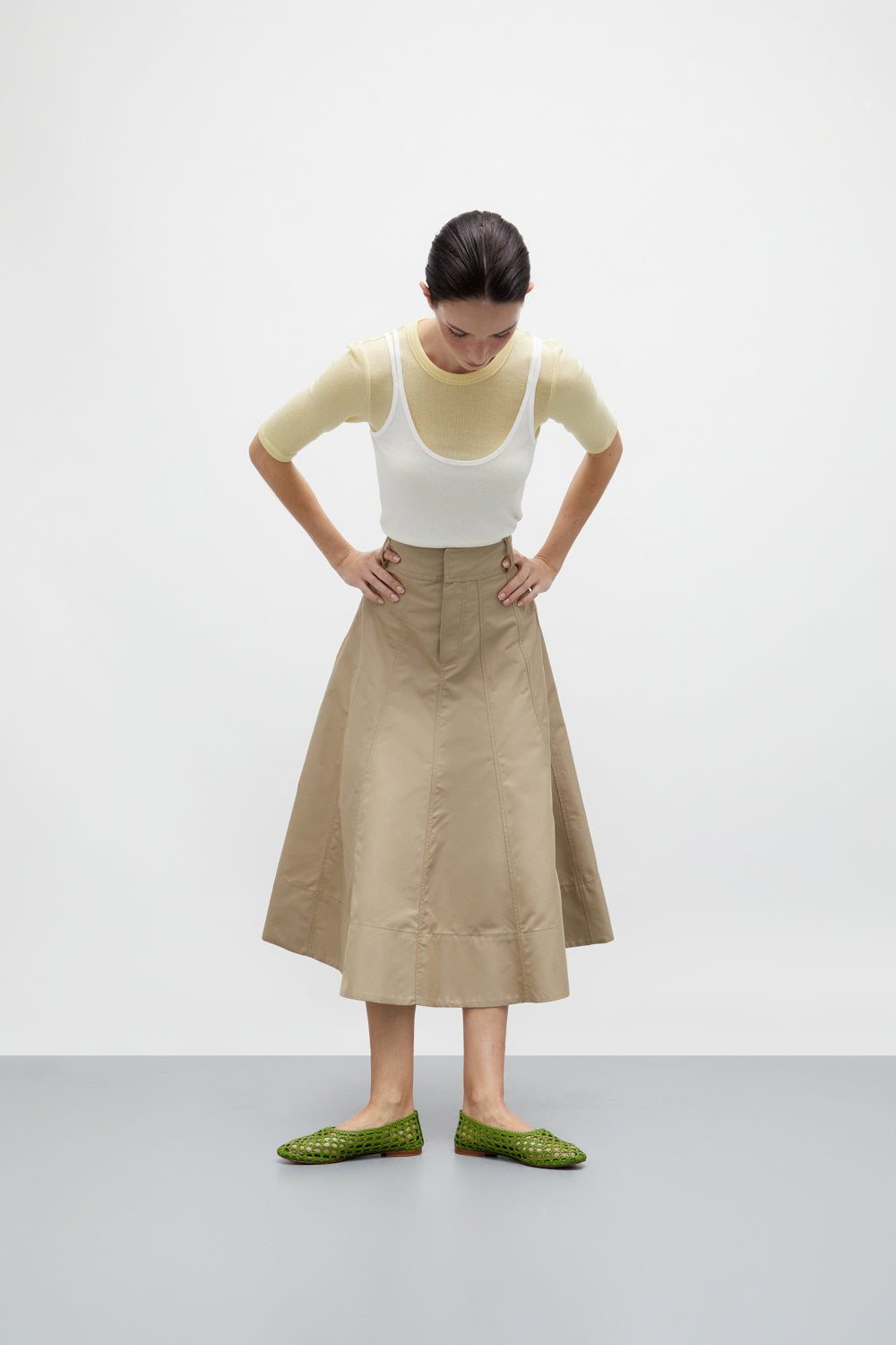 Santiago | Ava Ballettschuhe in Grün aus gewebtem Leder