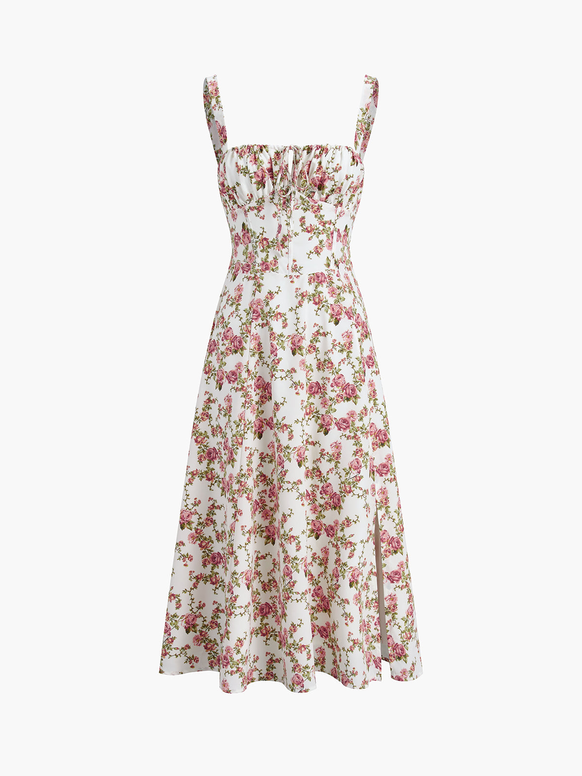 Rosa Blütchen | Eleganter Midi-Sundress mit Floral-Druck