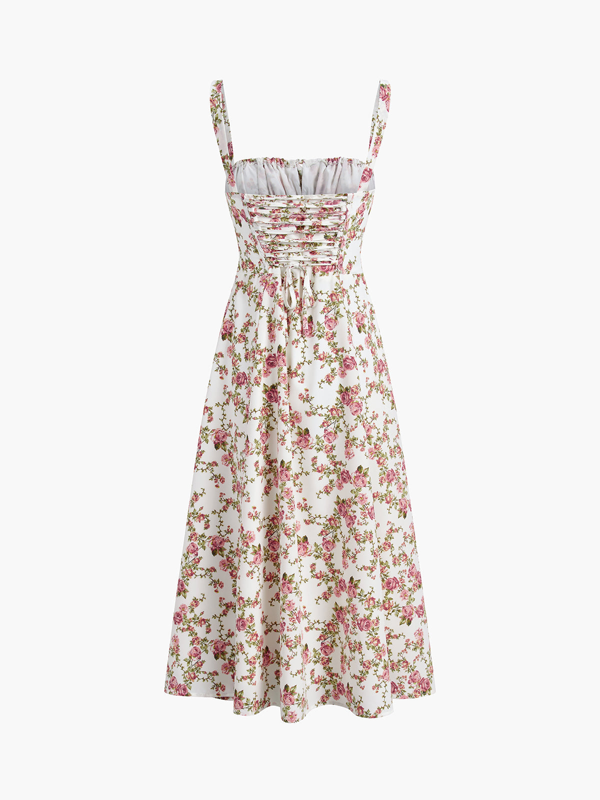 Rosa Blütchen | Eleganter Midi-Sundress mit Floral-Druck