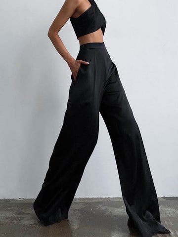 Mia | Übergroße Satin-Kleid-Hose mit weitem Bein