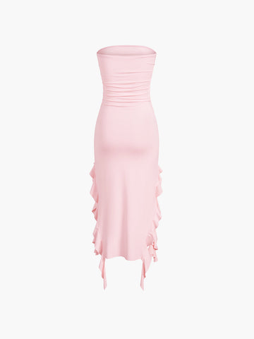 Lisa | Elegantes Röhren-Midikleid mit Rüschenverzierung