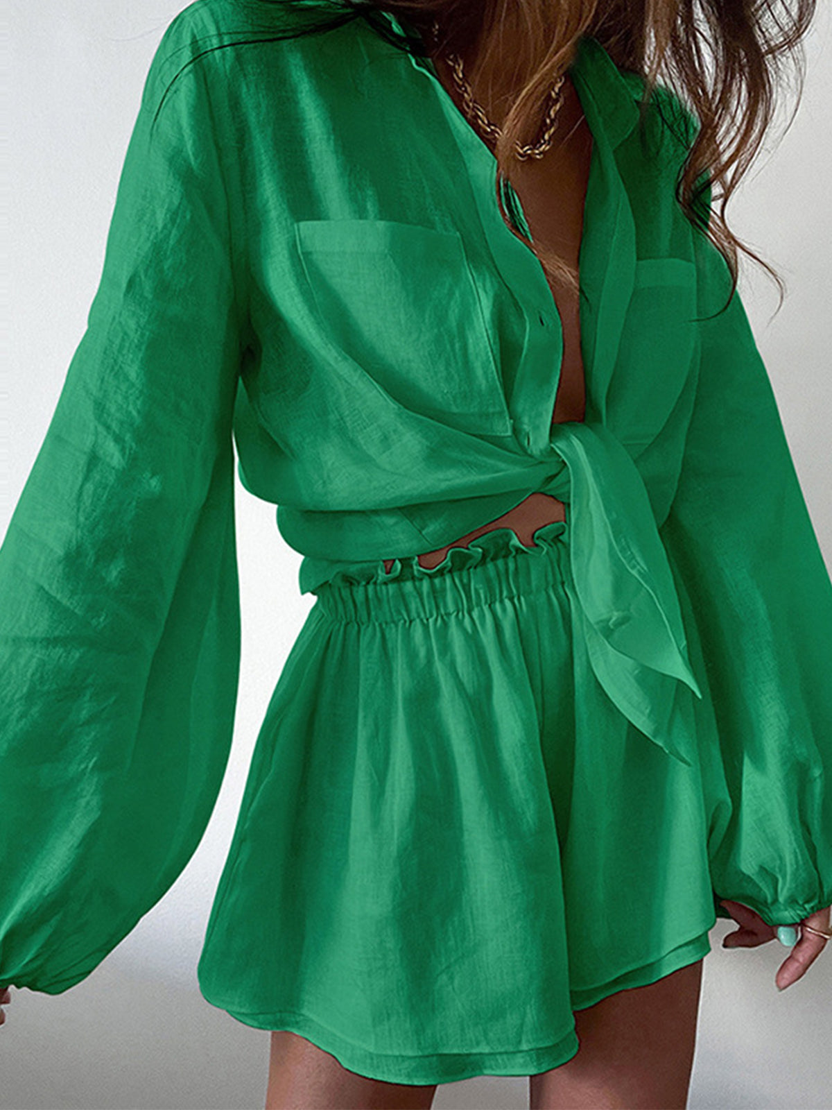 Leonie | Bequemes, zweigeteiltes Shorts-Set in Aegean-Blau