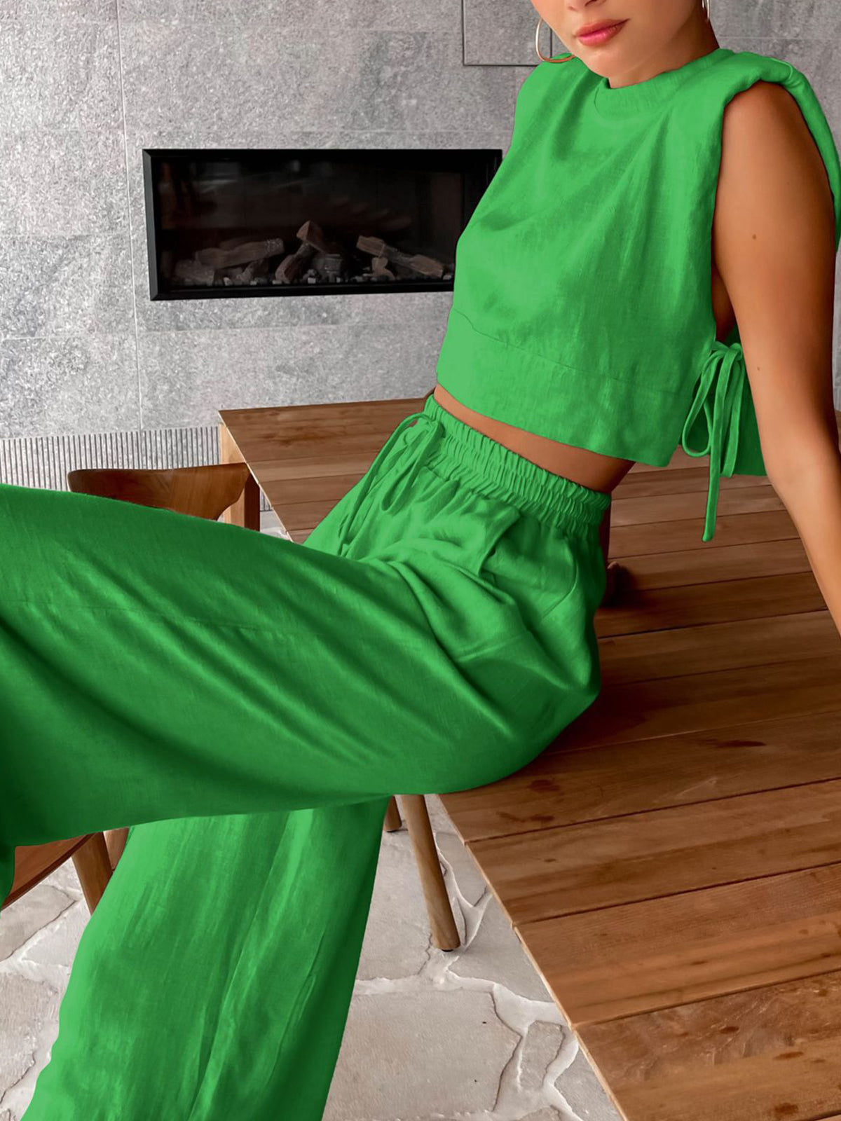 Benjamin | Zweiteiliges Leinenhosen-Set mit weitem Bein