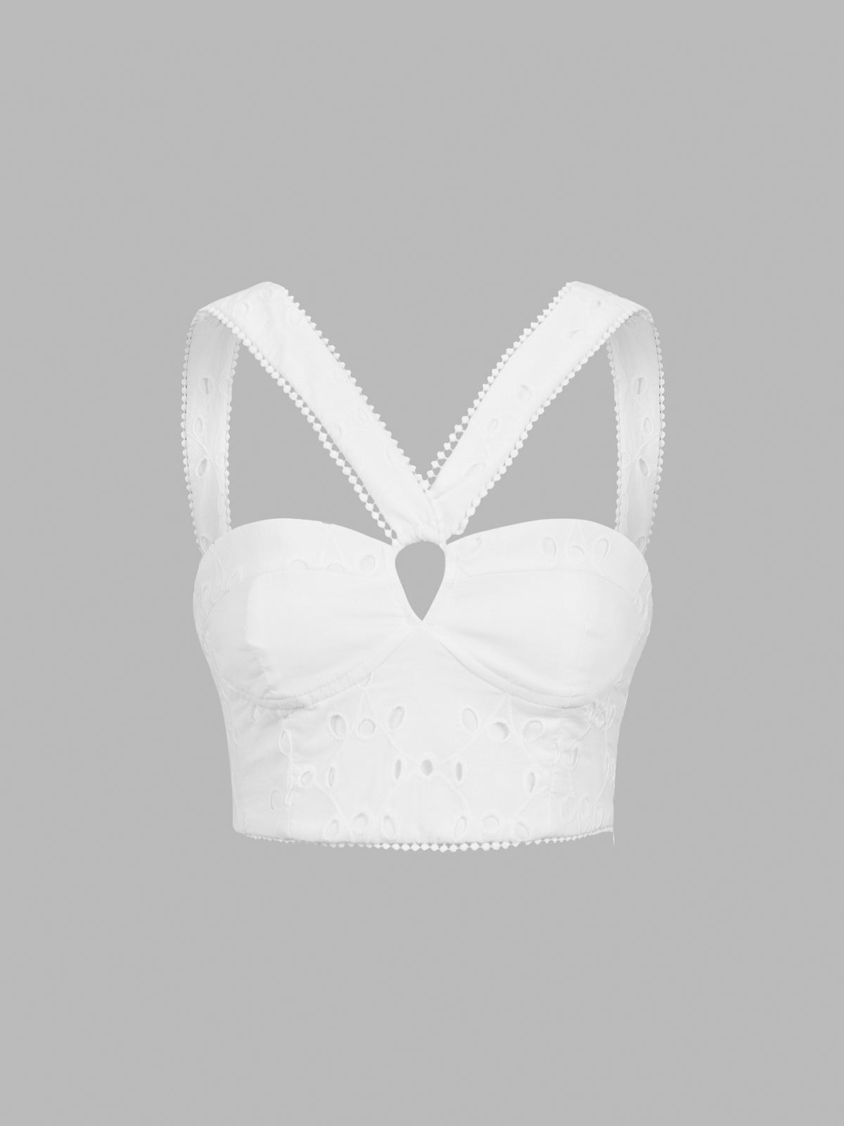 Leonie | Baumwoll-Eyelet Crop Top mit Reißverschluss