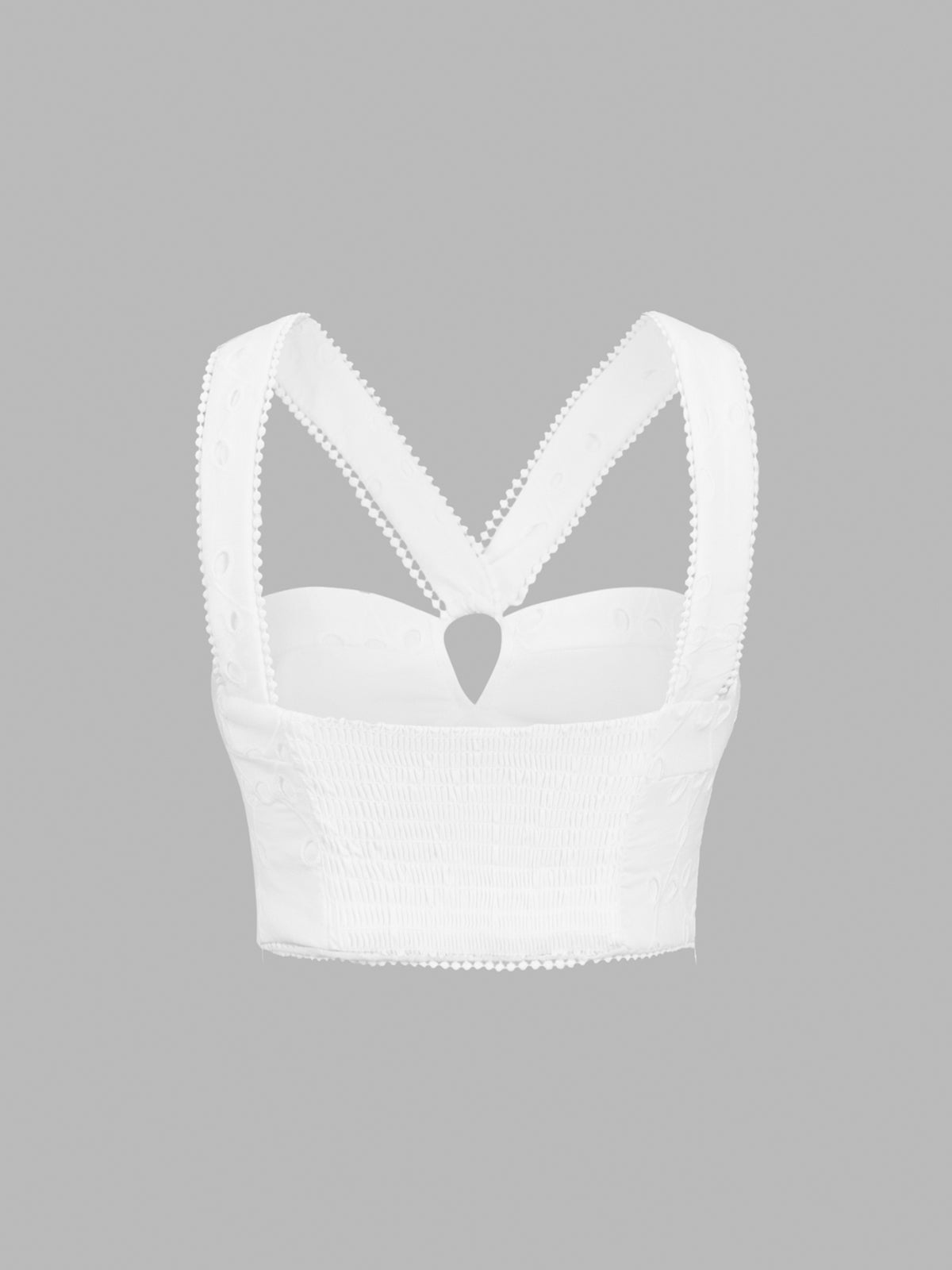 Leonie | Baumwoll-Eyelet Crop Top mit Reißverschluss