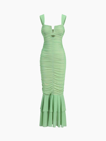 Sophie | Elegantes langes Kleid aus gerafftem Mesh