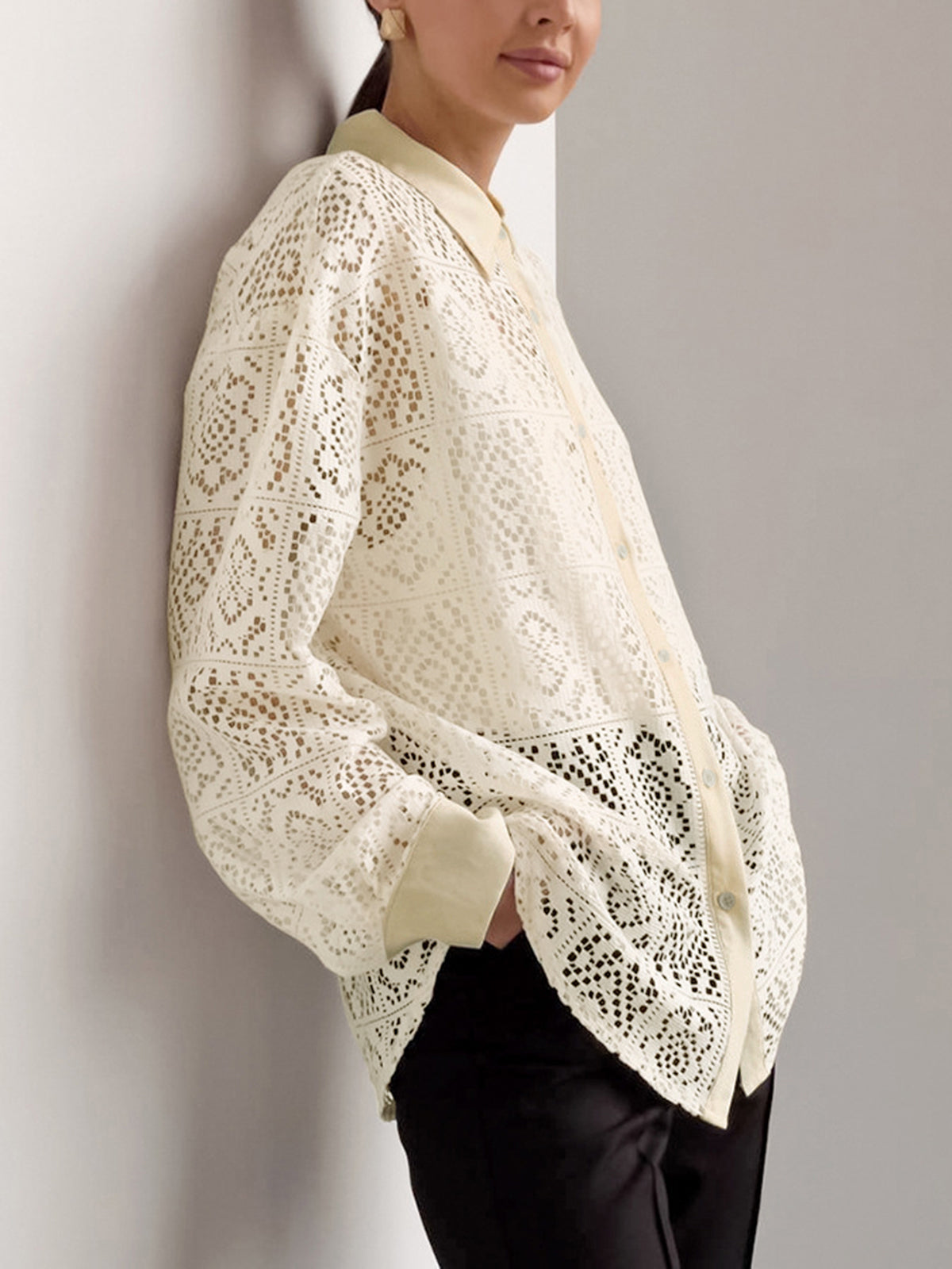 Pola | Übergrösiges Button-Down-Hemd mit Ösen