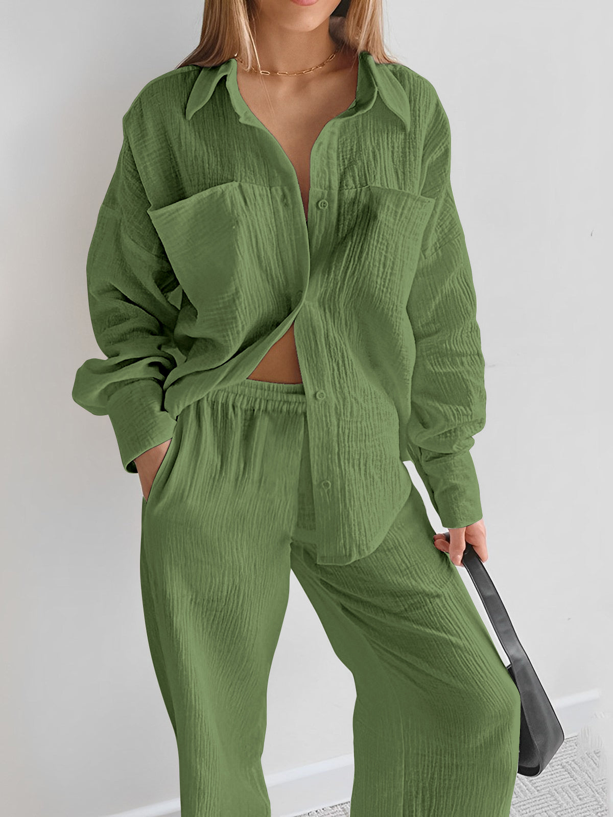 Mia | Minimalistisches zweiteiliges Hosenset aus Baumwolle