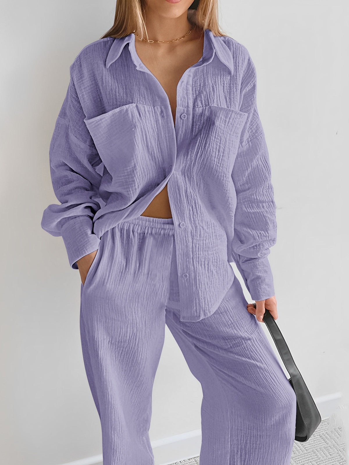 Mia | Minimalistisches zweiteiliges Hosenset aus Baumwolle