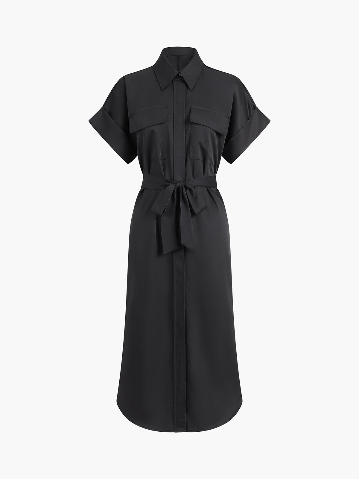 Clara | Elegantes Midikleid mit Polotaschen zum Binden