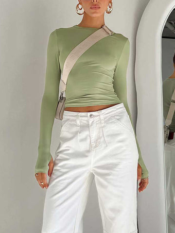 Mona | Lässiges Langärmeliges Utility Crop Top