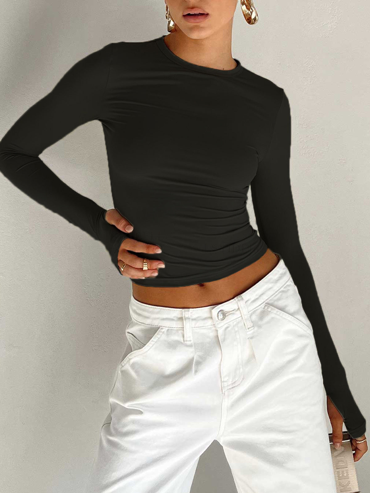 Mona | Lässiges Langärmeliges Utility Crop Top