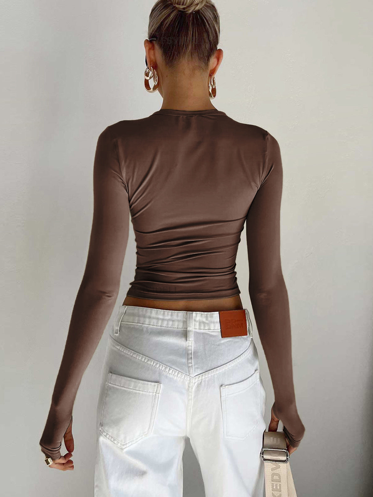 Mona | Lässiges Langärmeliges Utility Crop Top