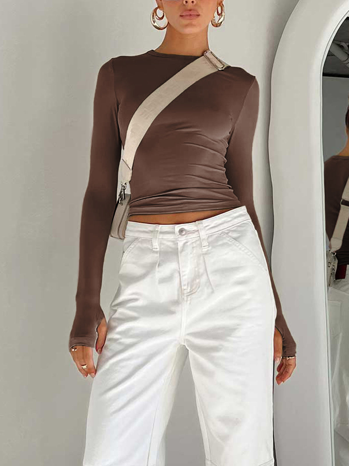 Mona | Lässiges Langärmeliges Utility Crop Top