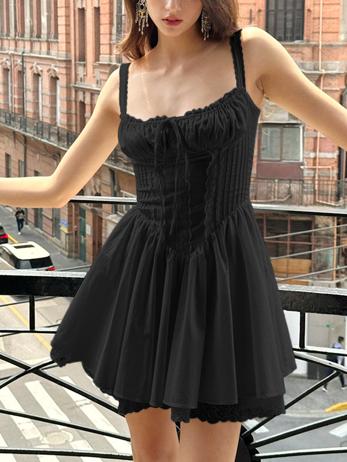 Clara | Kurzes Cowgirl-Kleid mit Spitzenbesatz und Korsett