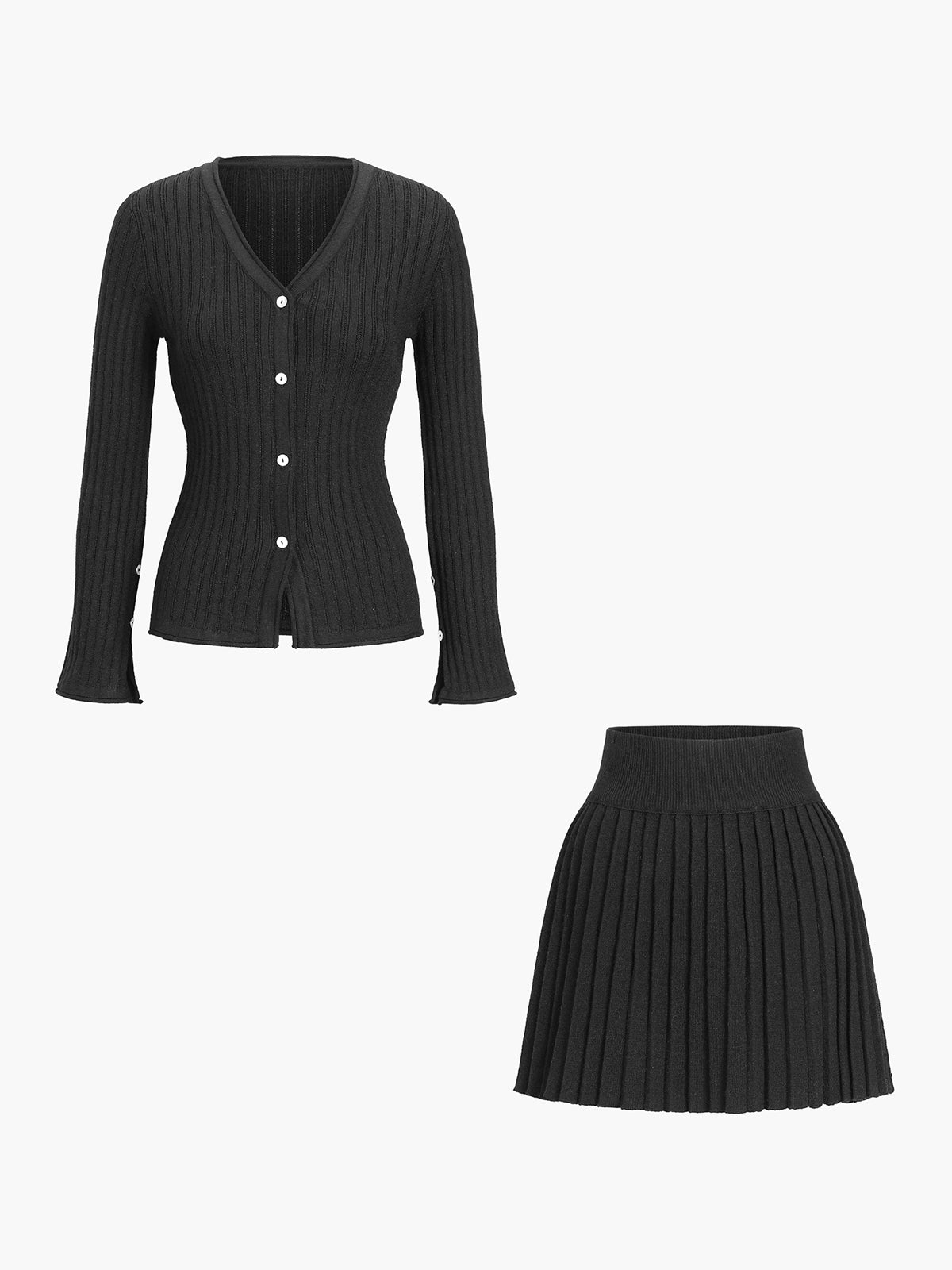 Lena | Elegantes Langarm Zweiteiler Rock Set