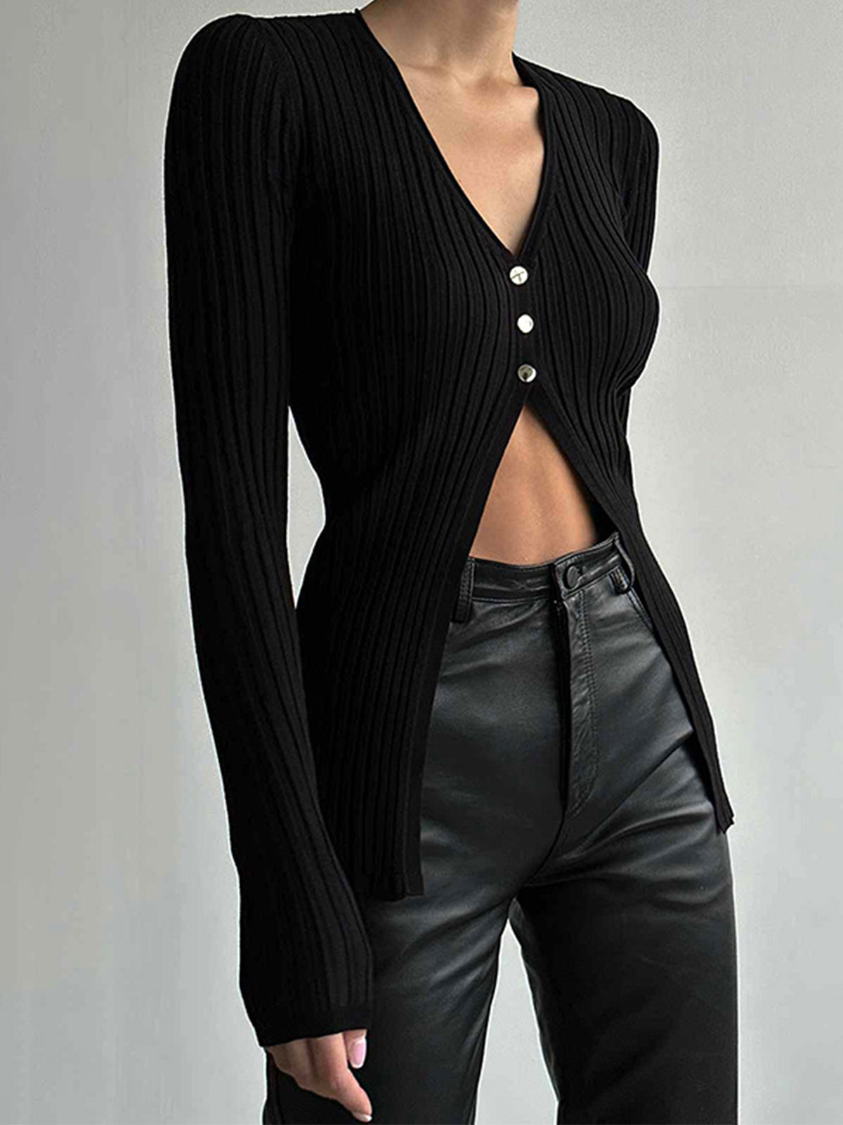 Komfortabler Stil | Free Your Mind Langarm-Strickoberteil