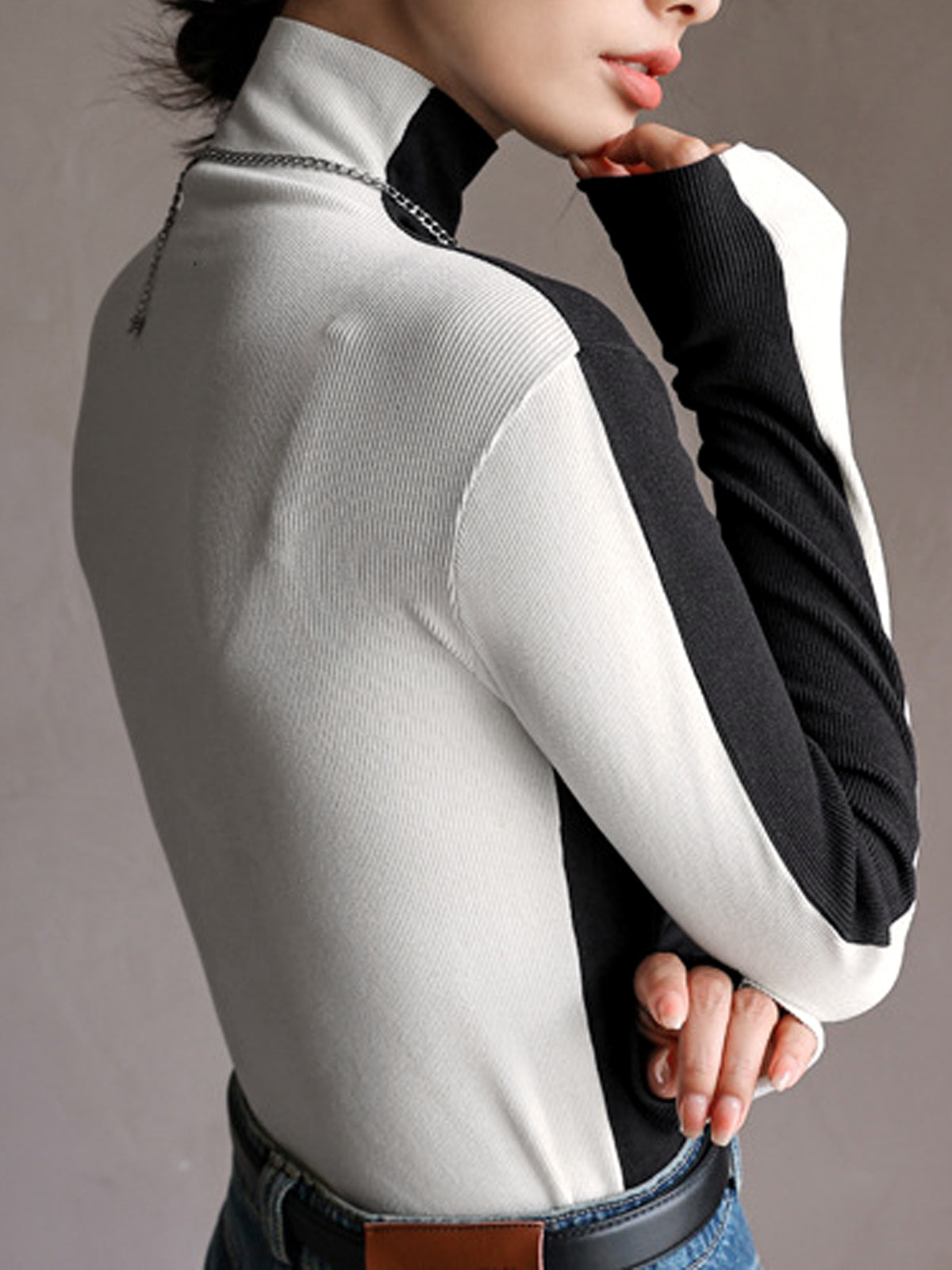 Julia | Doppelseitiges Farbblock-Top mit langen Ärmeln