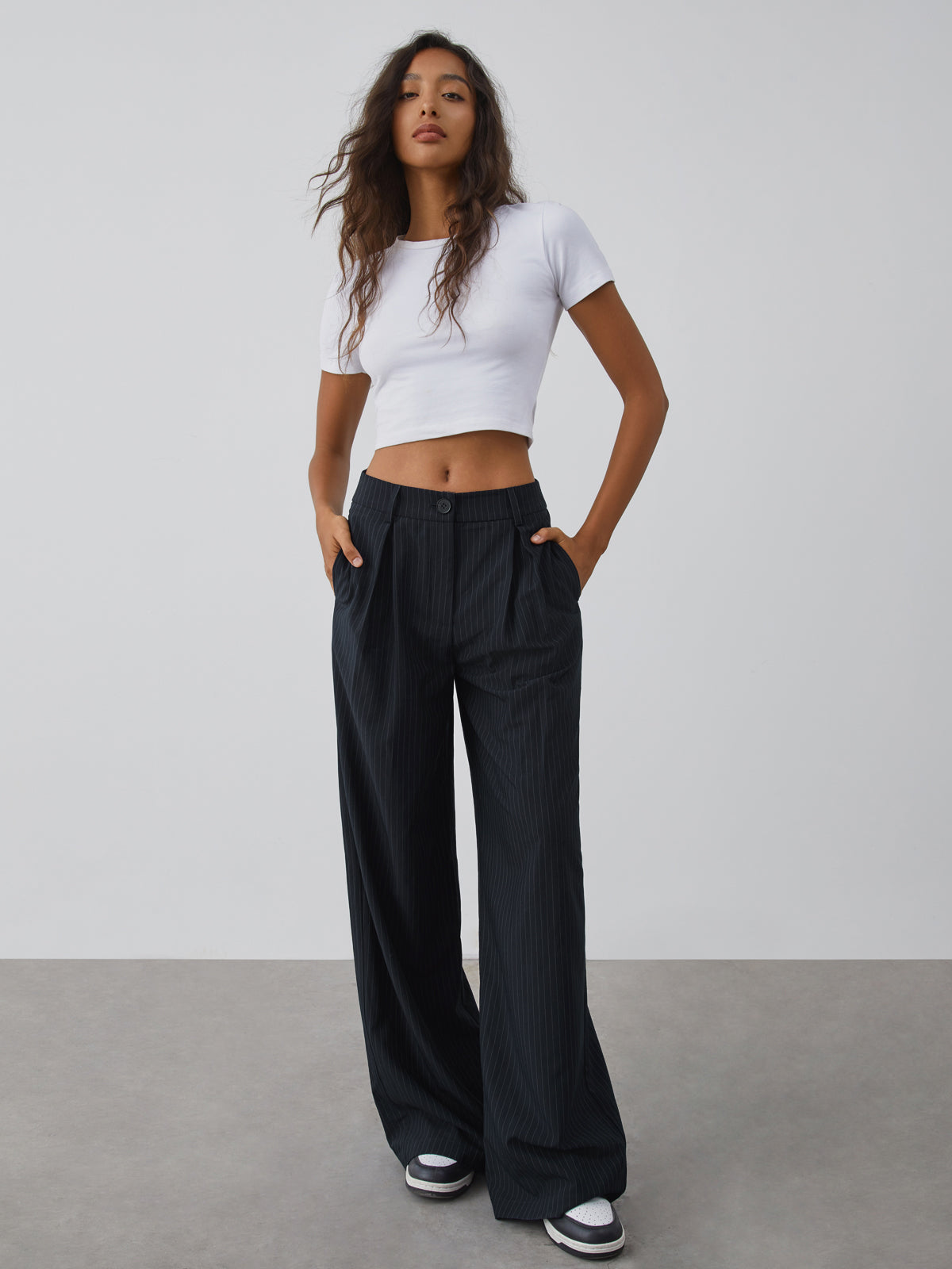 David | Elegante Nadelstreifen-Hose mit weitem Bein