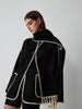 Clara | Elegante Jacke mit Halstuch und Kontrastbesatz