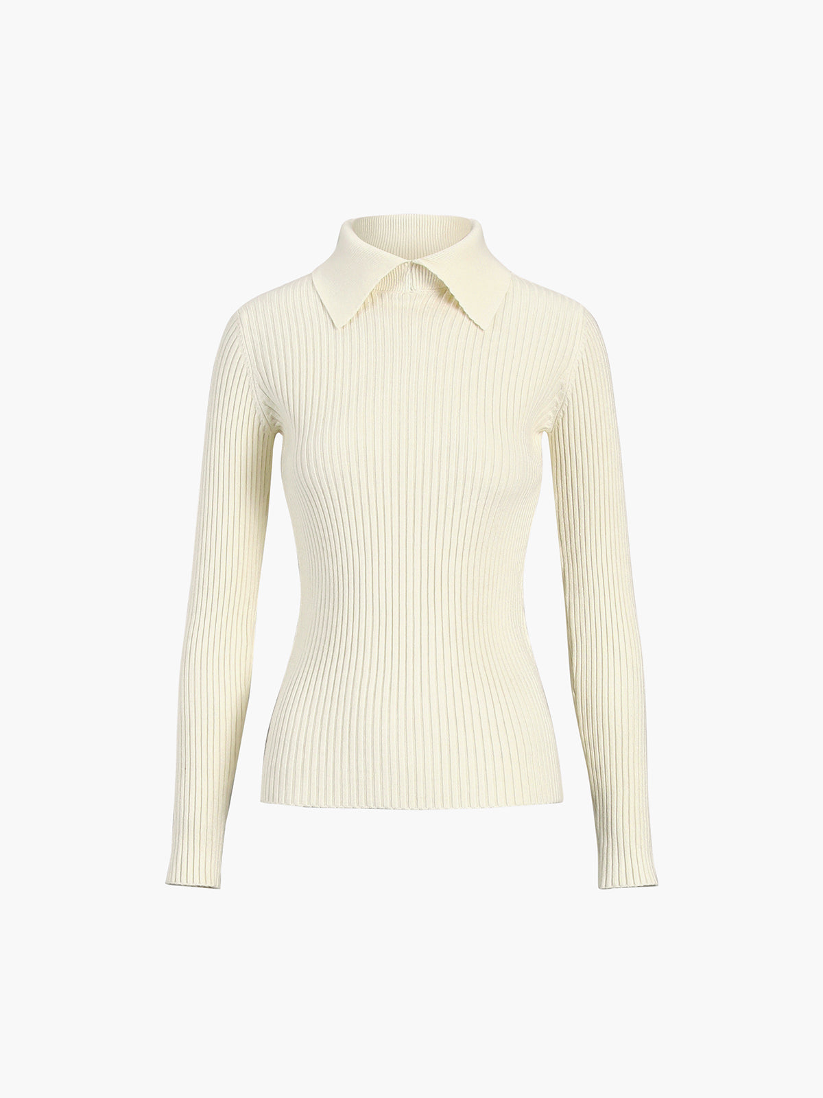 Eleganz erleben | Vanilla Polo Langarm-Strickoberteil