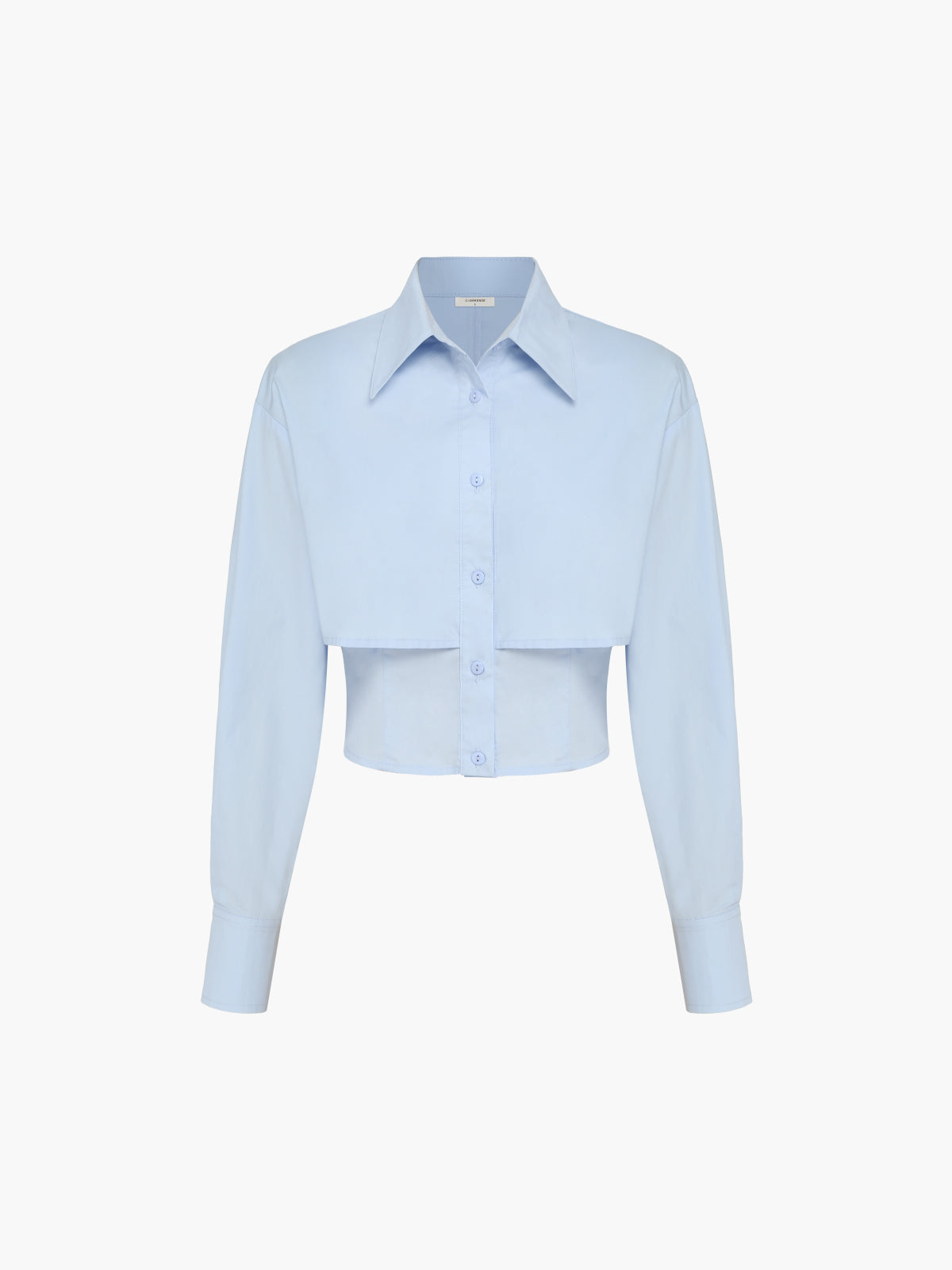 Leo | Elegantes Doppellagen-Crop-Shirt in Babyblau