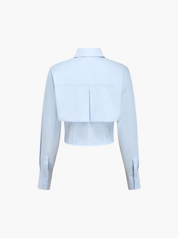 Leo | Elegantes Doppellagen-Crop-Shirt in Babyblau