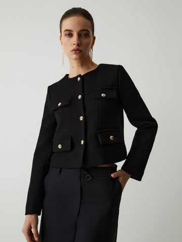 Clara | Eleganter Tweed-Blazer mit Knöpfen