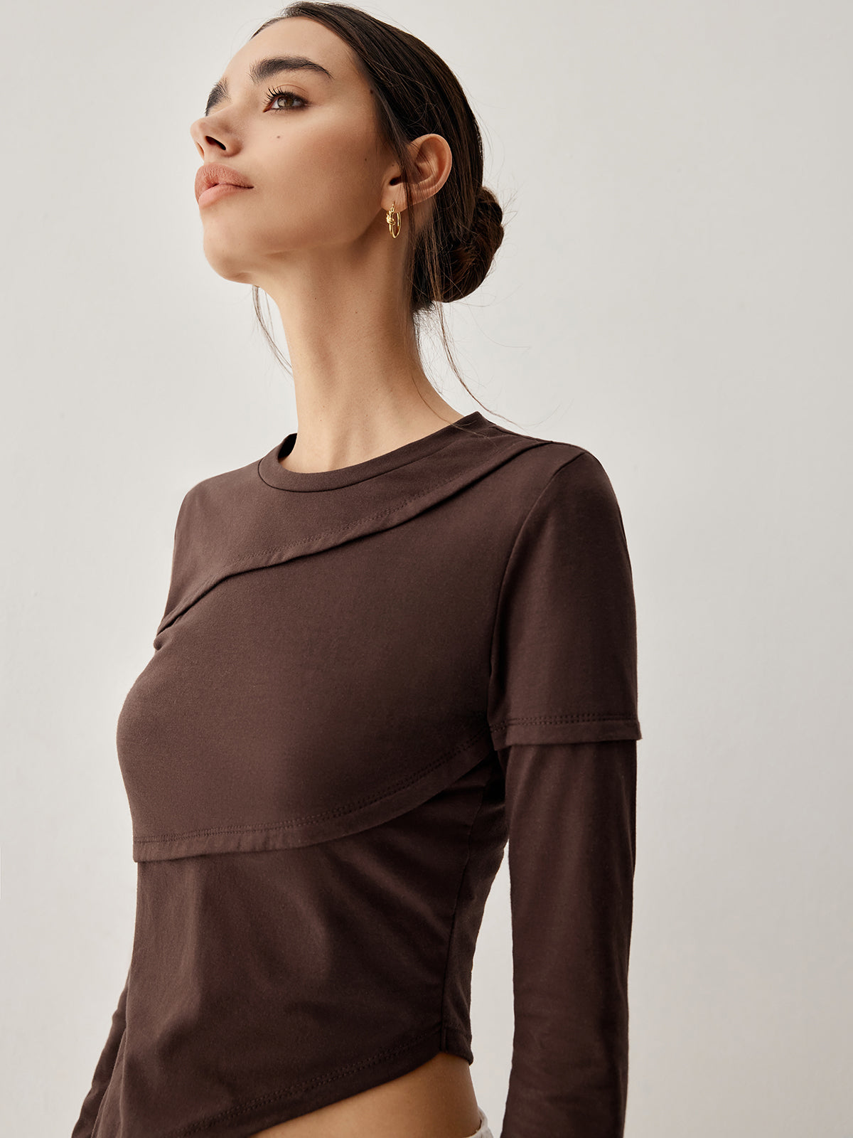 Laura | Asymmetrisches Langarm Top mit Paspelierung