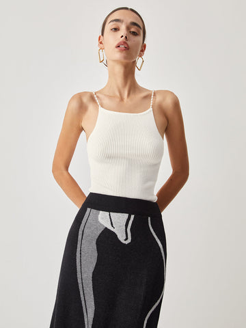 Clara | Elegantes Perlen-Träger-Rippen-Cami-Top