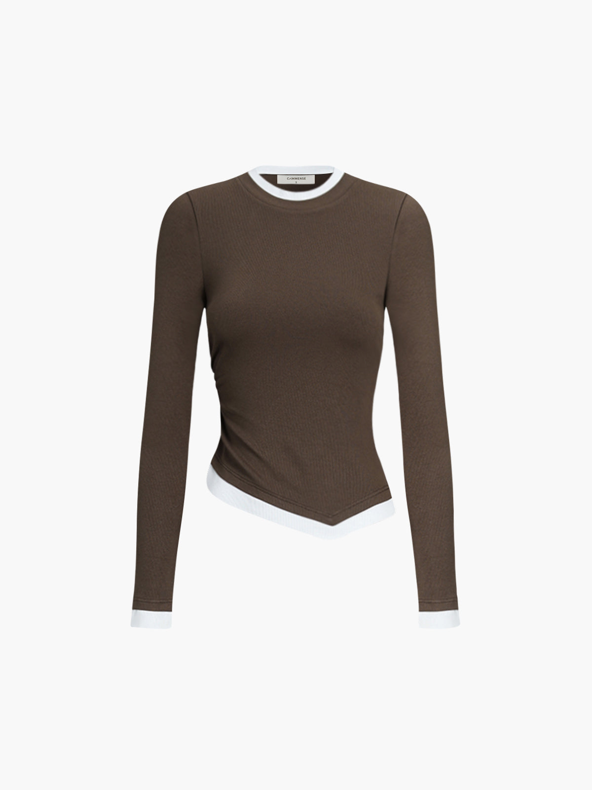 Emilia | Trendiges Langarmhemd mit asymmetrischem Saum und Kontrastbesatz