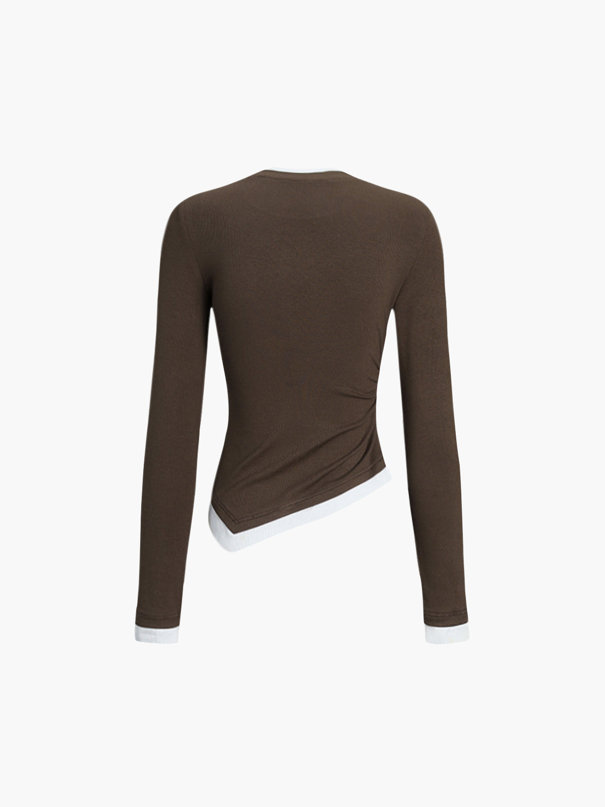 Emilia | Trendiges Langarmhemd mit asymmetrischem Saum und Kontrastbesatz