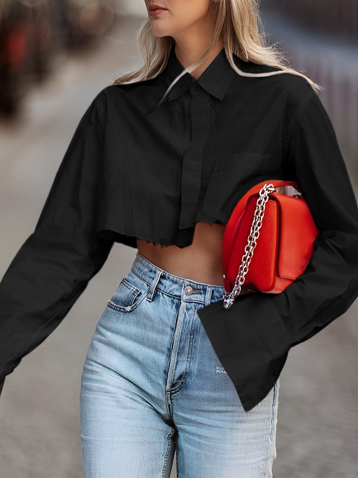 Clara | Asymmetrisches Baumwoll-Crop-Shirt