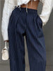 Emilia | Elegante Nadelstreifen-Faltenhose mit weitem Bein