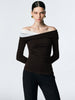 Clara | Asymmetrisches Schulterfreies Langärmeliges Mesh-Top