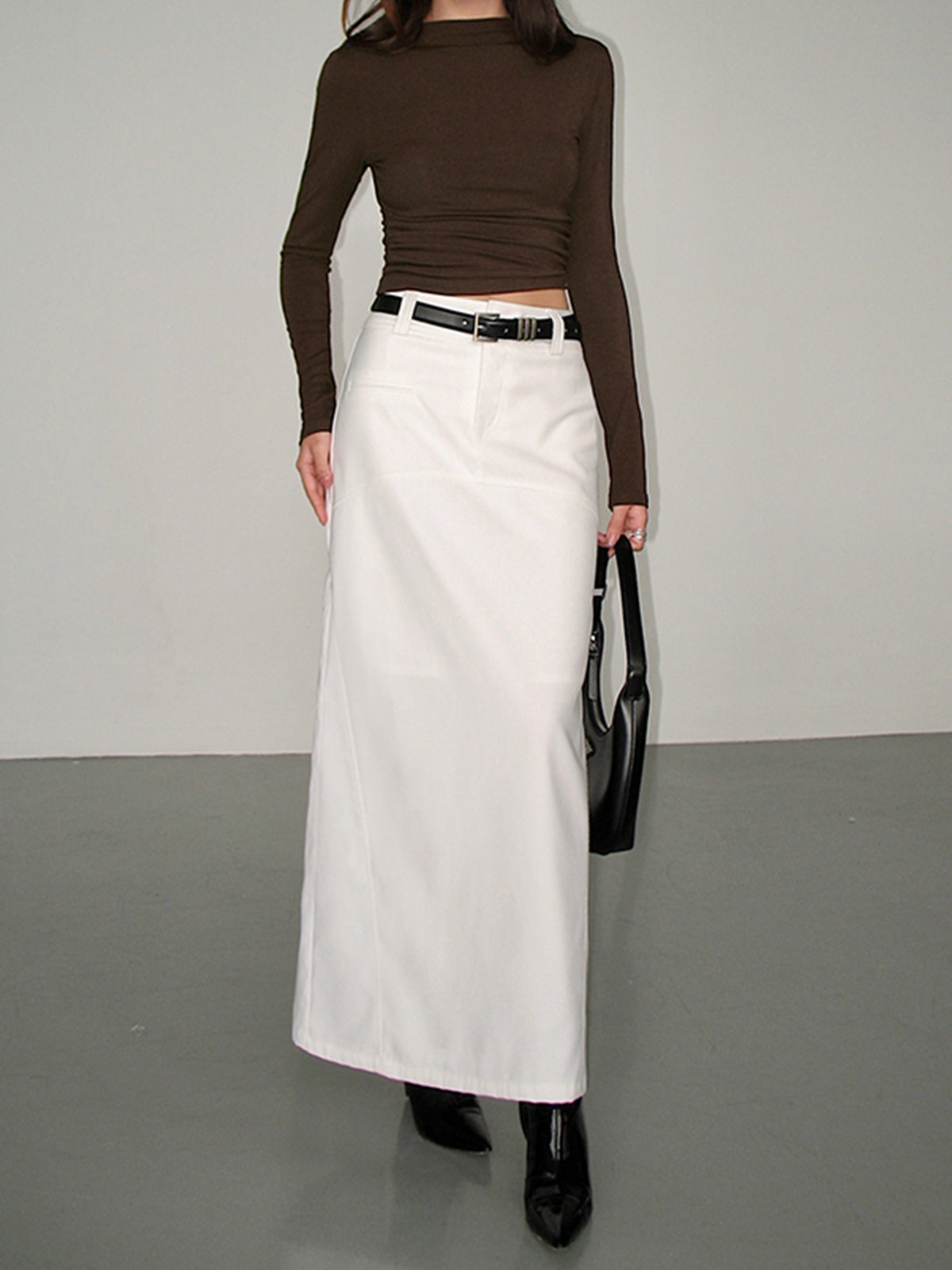 Clara | Elegantes Langarm Crop Shirt mit Rippenstrickdesign